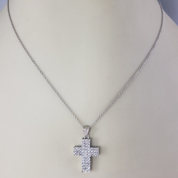 14 Karat White Gold Diamond Cross Pendant #20758 - Picture 7 of 8